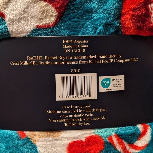 Rachel Roy Oversized Plush Throw 60" x 70" Beautiful Cheers Merry Christmas - Picture 4 of 5